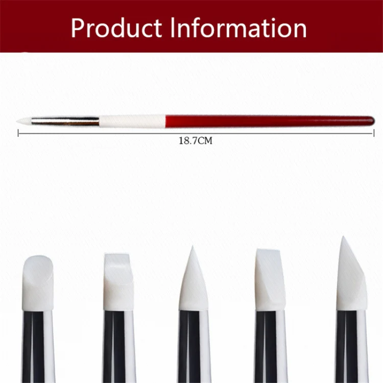 5 in 1 Red and White Rod Silicone Pen Wooden Engraving Pen Manicure Pen - Image 4