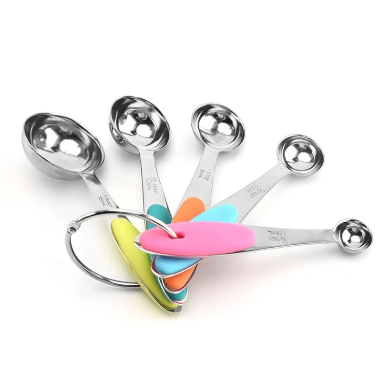 5 in 1 Stainless Steel Measuring Spoon Set Coffee Spoon Baking Kitchen Gadget, Style:Measuring Spoon(Color)