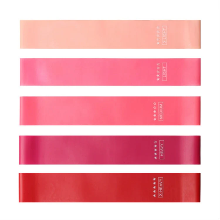 5 in 1 Strength Gradient Latex Elastic Ring Resistance Band Set(Pink gradient 5 pieces) - Image 2