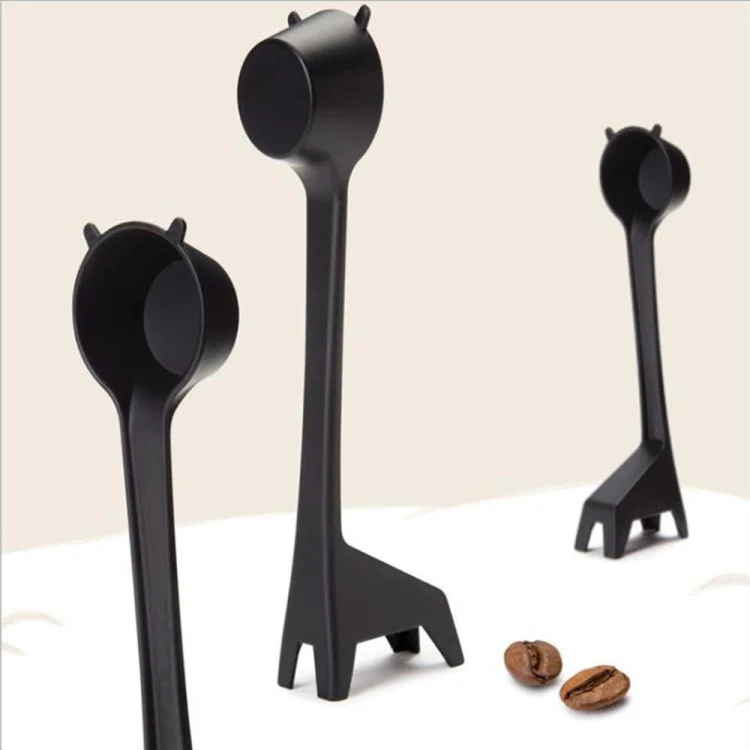 5 PCS Cartoon Giraffe Shape Coffee Spoon Coffee Bean Powder Quantitative Spoon Metering Plastic Spoon(Black) - Image 4