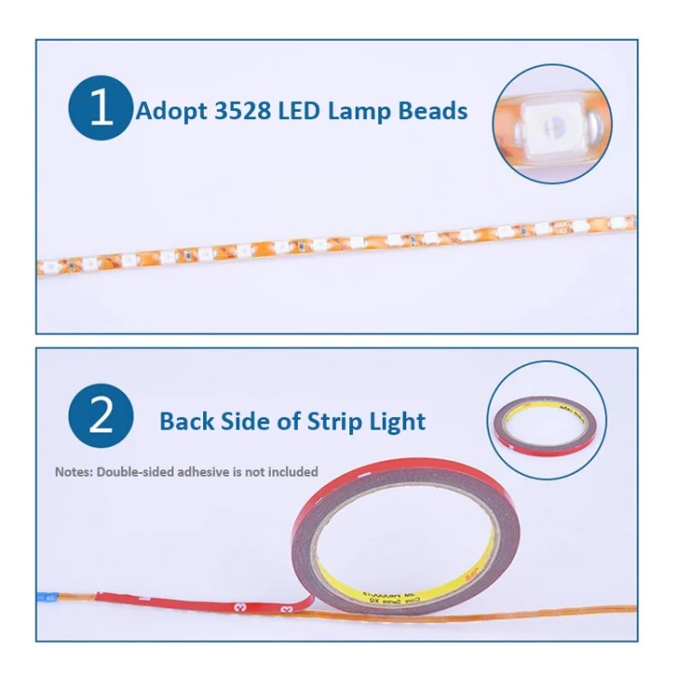 5 PCS Flow Style 45 LED 3528 SMD Waterproof Flexible Car Strip Light for Car Decoration, DC 12V, Length: 45cm - Image 4