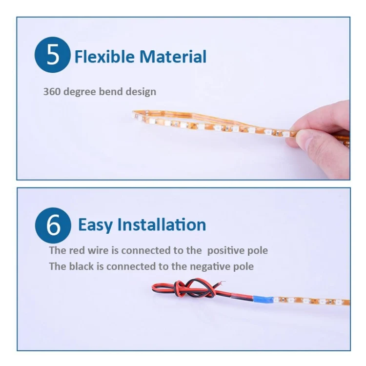 5 PCS Normally-on Style 45 LED 3528 SMD Waterproof Flexible Car Strip Light for Car Decoration, DC 12V, Length: 45cm - Image 7