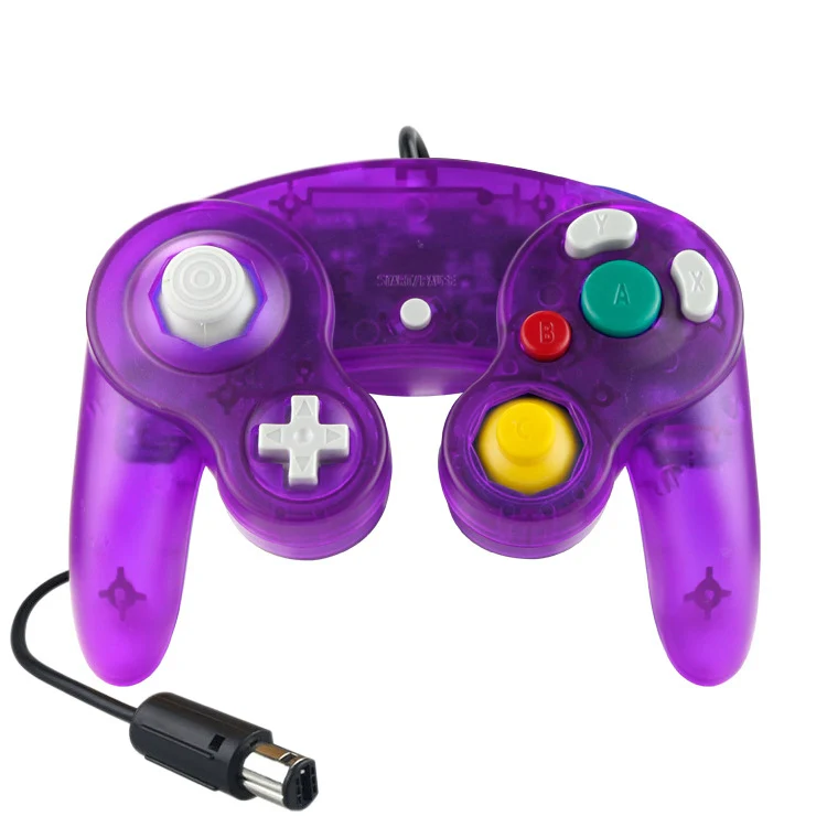5 PCS Single Point Vibrating Controller Wired Game Controller For Nintendo NGC(Transparent Purple)