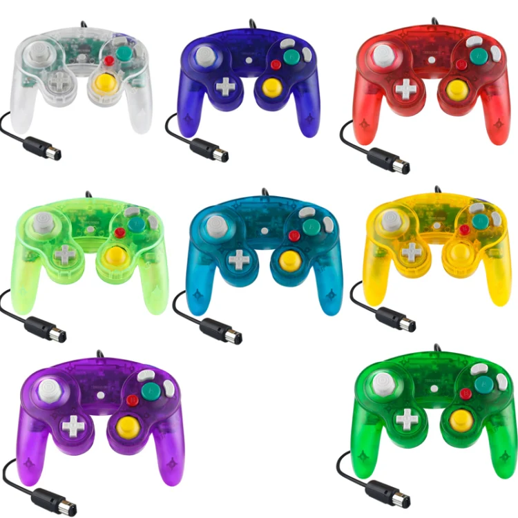 5 PCS Single Point Vibrating Controller Wired Game Controller For Nintendo NGC(Transparent Red) - Image 2