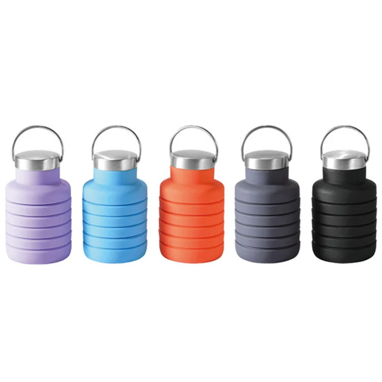 500ml Outdoor Sports Silicone Telescopic Cup Portable Foldable Travel Water Kettle(Black Handle Lid) - Image 4
