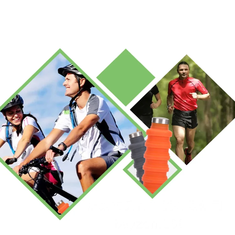 500ml Outdoor Sports Silicone Telescopic Cup Portable Foldable Travel Water Kettle(Black Handle Lid) - Image 6