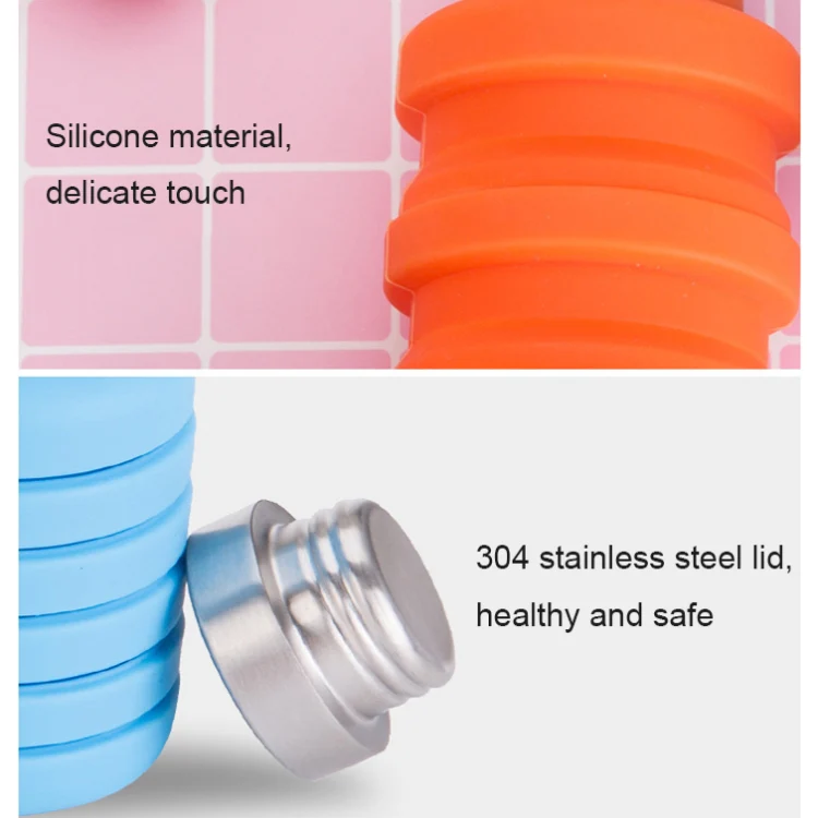 500ml Outdoor Sports Silicone Telescopic Cup Portable Foldable Travel Water Kettle(Gray Handle Lid) - Image 5