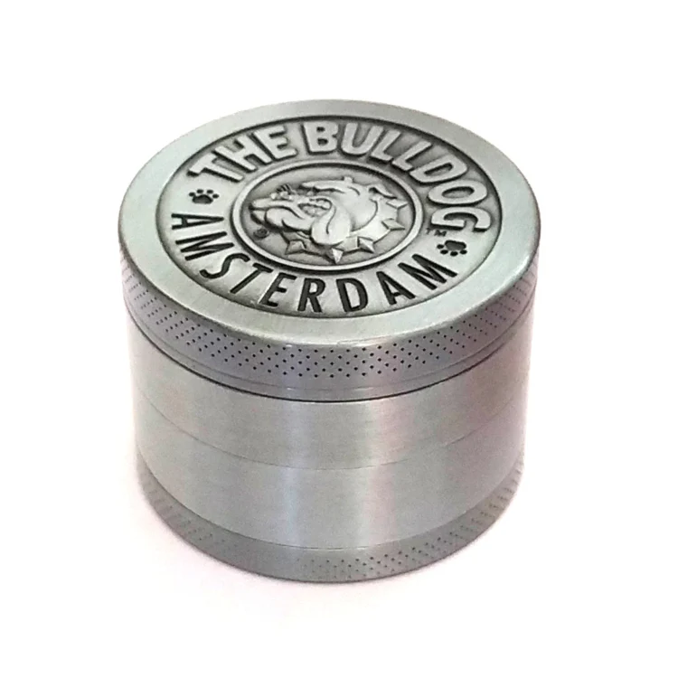 50mm Bulldog Grinder Tobacco Herb Zinc Alloy Grinders, Spec: 4 -layer Ancient Silver