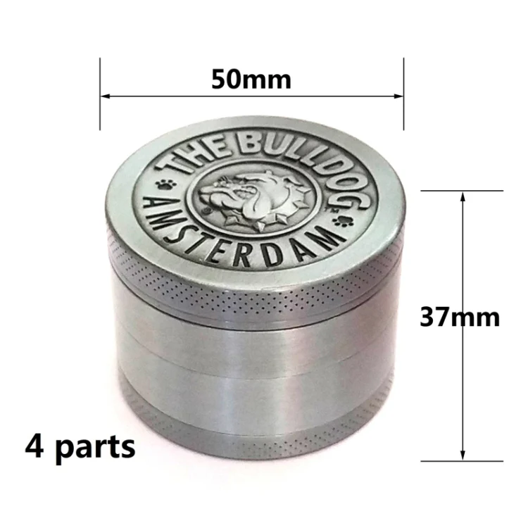 50mm Bulldog Grinder Tobacco Herb Zinc Alloy Grinders, Spec: 4 -layer Ancient Silver - Image 3
