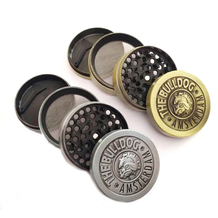 50mm Bulldog Grinder Tobacco Herb Zinc Alloy Grinders, Spec: 4 -layer Ancient Silver - Image 4