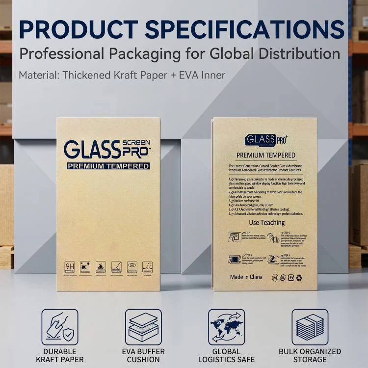 50pcs Classic Kraft Paper Box Tablet Tempered Glass Screen Protector Flip-Top Rigid Packaging Box(278 x 199 x 9 mm) - Image 5