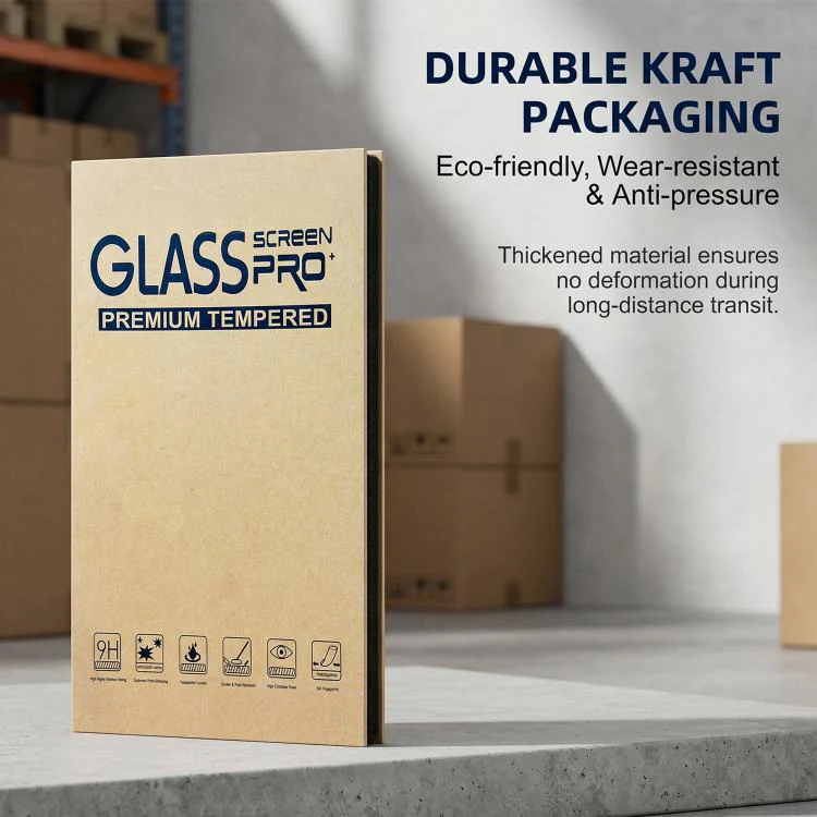 50pcs Classic Kraft Paper Box Tablet Tempered Glass Screen Protector Flip-Top Rigid Packaging Box(332 x 251 x 10 mm) - Image 3