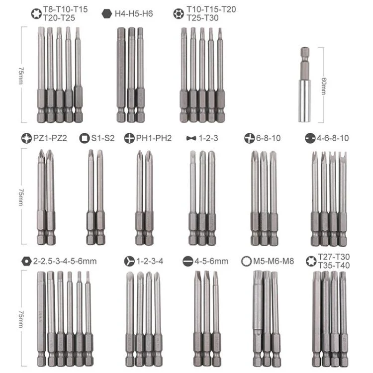 50pcs / set Chrome Vanadium Steel Screwdriver Bit Set, Slotted Phillips Hex Flower Screwdriver Bits - Image 3