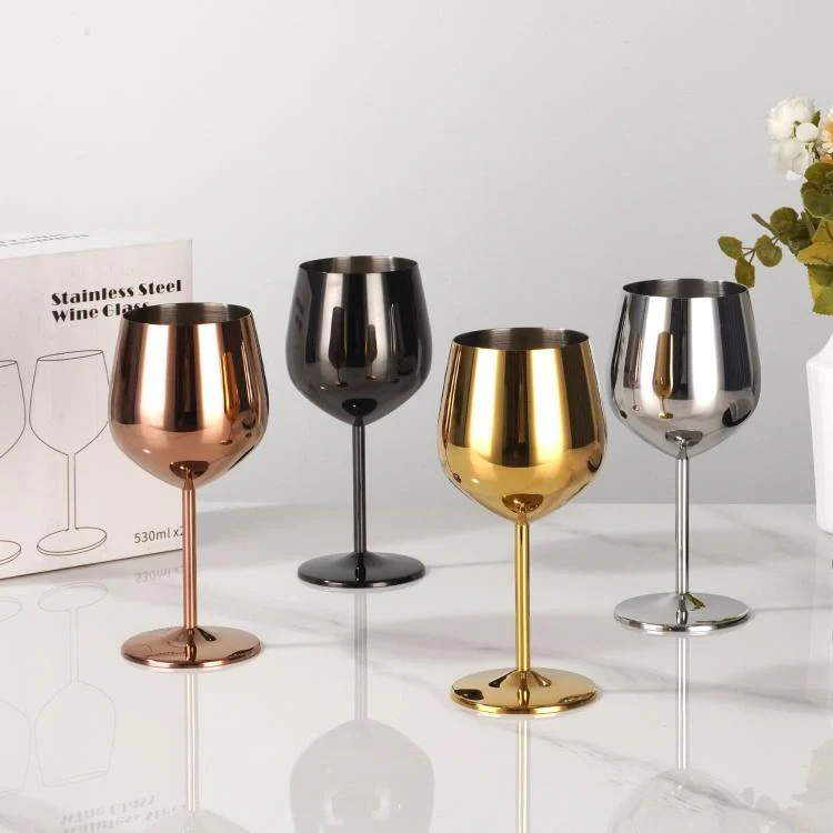 530ml Metal Stainless Steel Stemmed Champagne Wine Glass(Gold) - Image 6