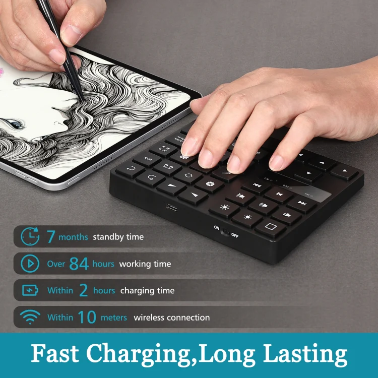 533 Bluetooth 5.0 Painting Keyboard 35 keys Keypad Wireless Digital keyboard(Black) - Image 5