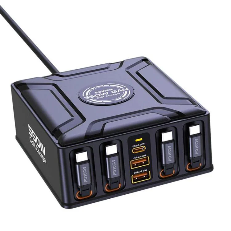 550W USB-C GaN Super Fast Charging Multi-Port Retractable Cable Charger(UK Plug)