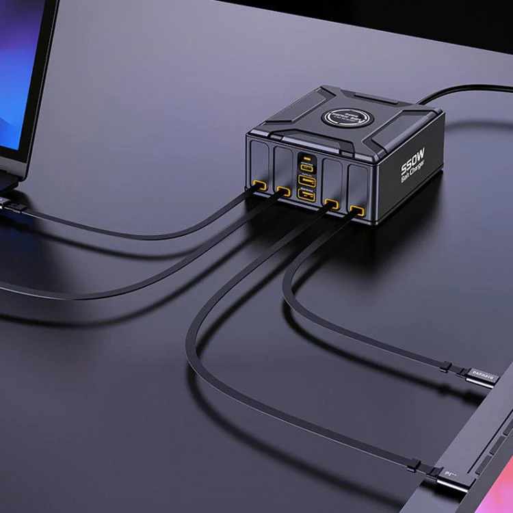 550W USB-C GaN Super Fast Charging Multi-Port Retractable Cable Charger(UK Plug) - Image 5