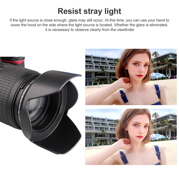 58mm Lens Hood for Cameras(Screw Mount)(Black) - Image 5