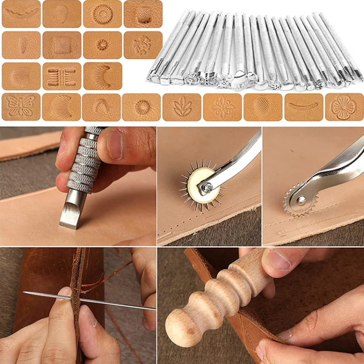59 In 1 Handmade Leather DIY Tool Set Sewing Craft Tool Set, Style: Rotating Knives - Image 5