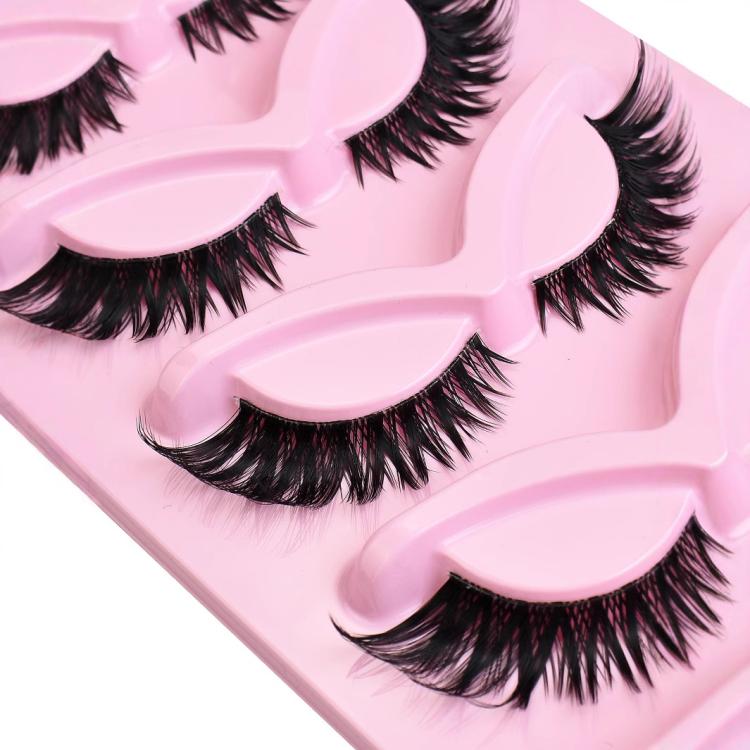 5pair /Set Pink Fox Full-Length Fox-Eye Cat-Eye False Eyelashes Voluminous Curled Realistic Fox-Style Lashes(KZ04) - Image 3