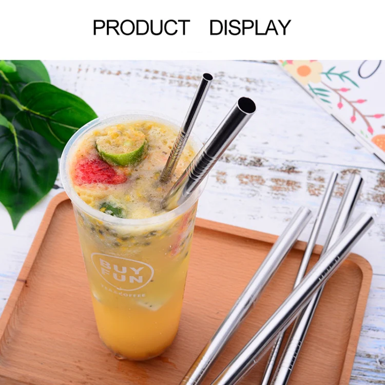 5pcs Reusable Stainless Steel Straight Drinking Straw + Cleaner Brush Set Kit, 215*8mm(Silver) - Image 10