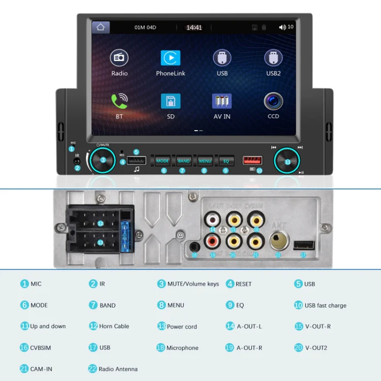 6.2 Inch MP5 Player Single Butt Universal Wired CarPlay Car Monitor, Model: Standard+AHD Camera - Image 4