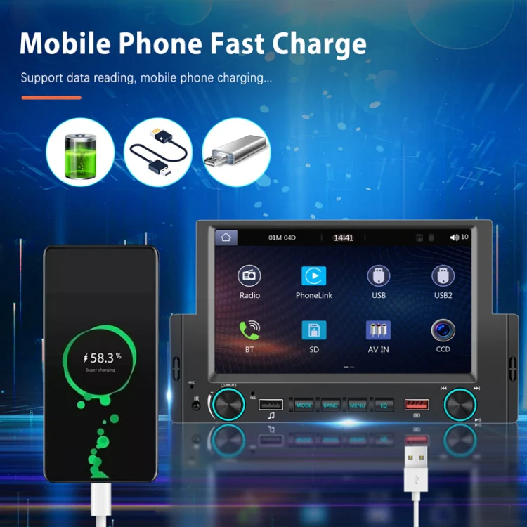 6.2 Inch MP5 Player Single Butt Universal Wired CarPlay Car Monitor, Model: Standard+AHD Camera - Image 9
