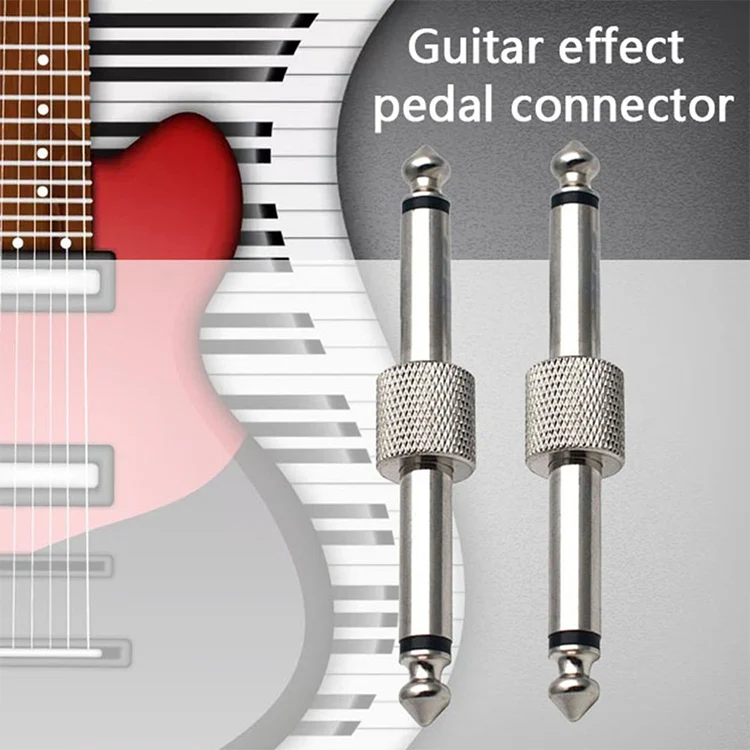 6.35mm 1/4 inch Male to Male Guitar Effect Pedal Connector Electric Pedal Board Adapter(Gold) - Image 5