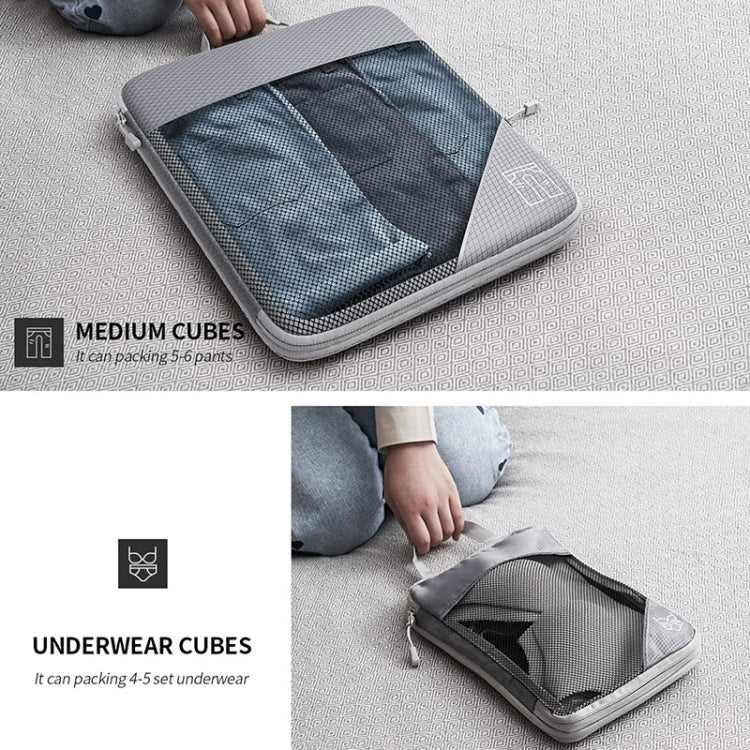 6 In 1 Compression Mesh Travel Cubes Clothes Underwear Packing Bags(Black) - Image 6