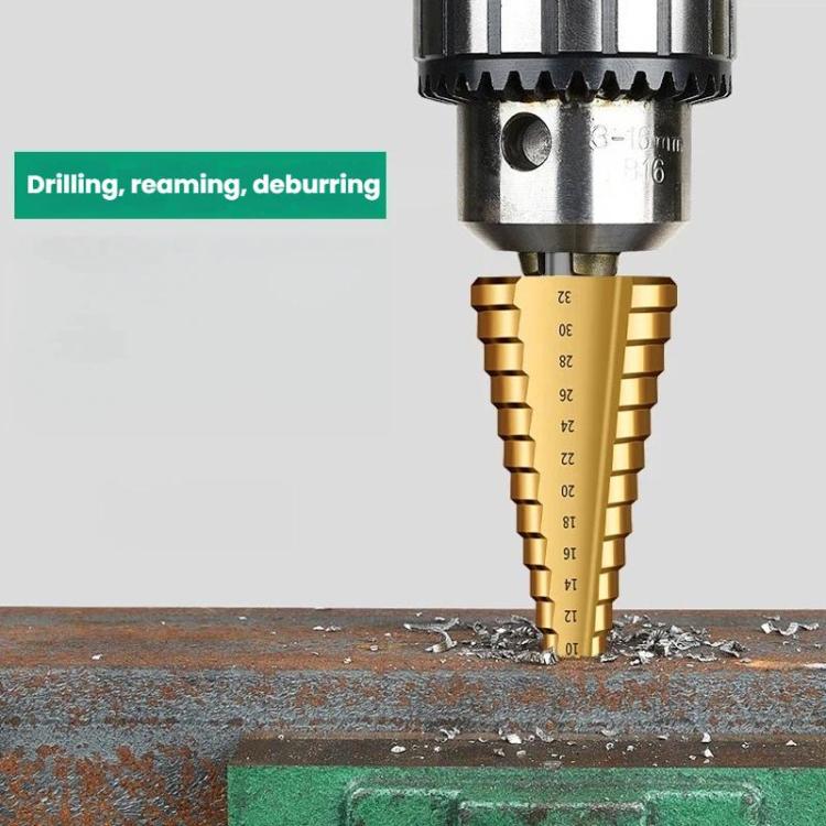 6-in-1 Step Drill Bit Set 4-12/4-20/4-32mm Unibit 3/6/8mm Hole Saws for Metal Wood Plastic(Green) - Image 2