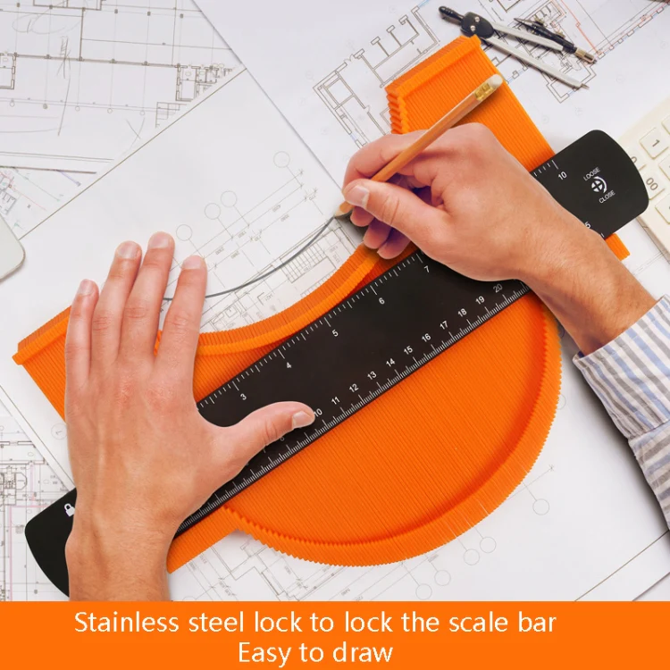 6 inch+10 inch+Straight Ruler+Pencil+Screwdriver Metal Profile Regular Utensils Contour With Lock - Image 7