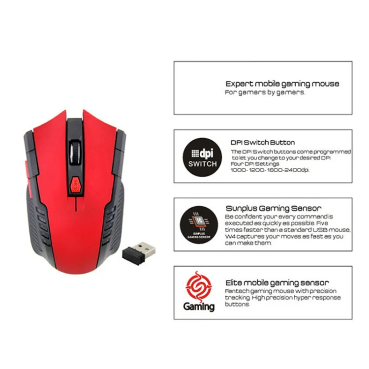 6-keys 2.4G 1600DPI Three-speed Adjustable Wireless Office Mouse(Black) - Image 6