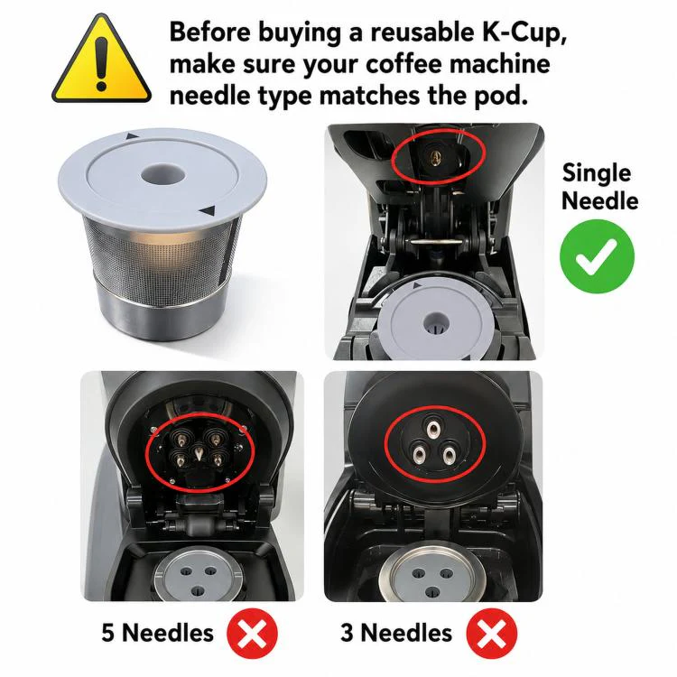 6 Packs Single-Needle K Cups For Keurig 1.0 & 2.0 Stainless Steel Refillable Coffee Filter Pod - Image 8
