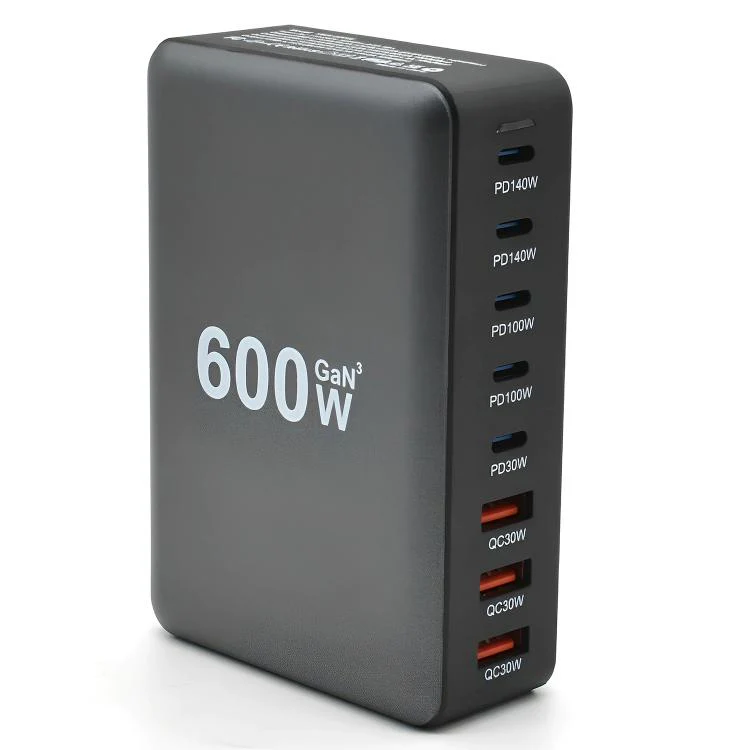 600W USB-C / Type-C and USB-A 8-Port High Power GaN Desktop Fast Charger(UK Plug)