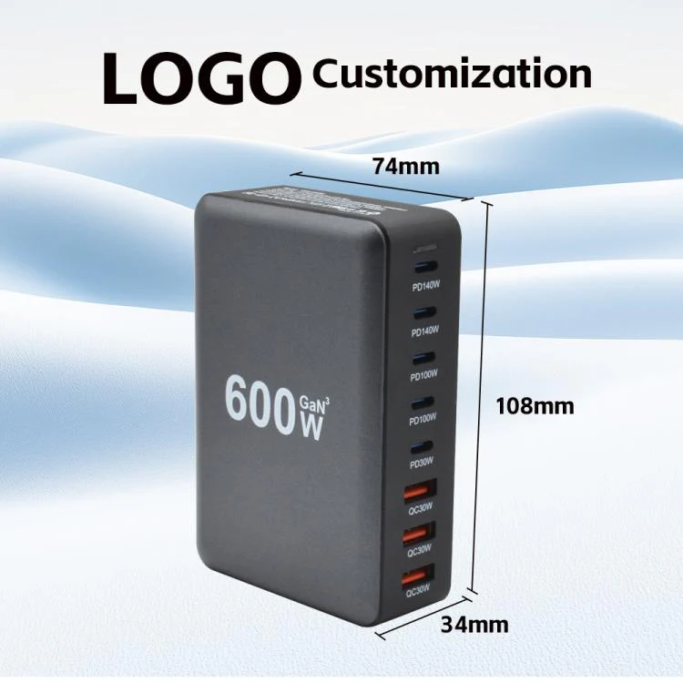 600W USB-C / Type-C and USB-A 8-Port High Power GaN Desktop Fast Charger(UK Plug) - Image 3