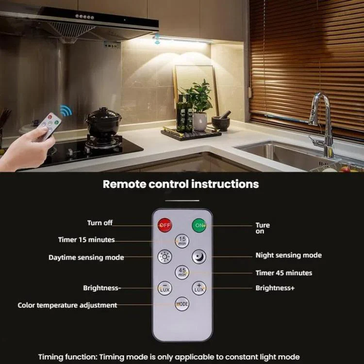60cm Rechargeable Motion Sensor Light Bar Cabinet Wardrobe Lamp With Remote Control(Silver) - Image 7