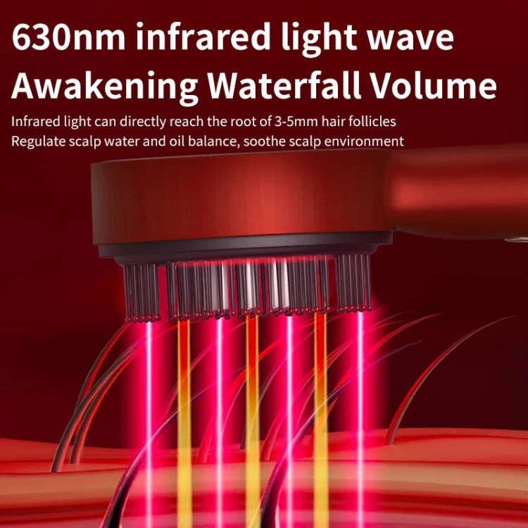 630nm Red Light Massage Comb Scalp Care Liquid Guide Hair Growth Instrument(Red) - Image 5