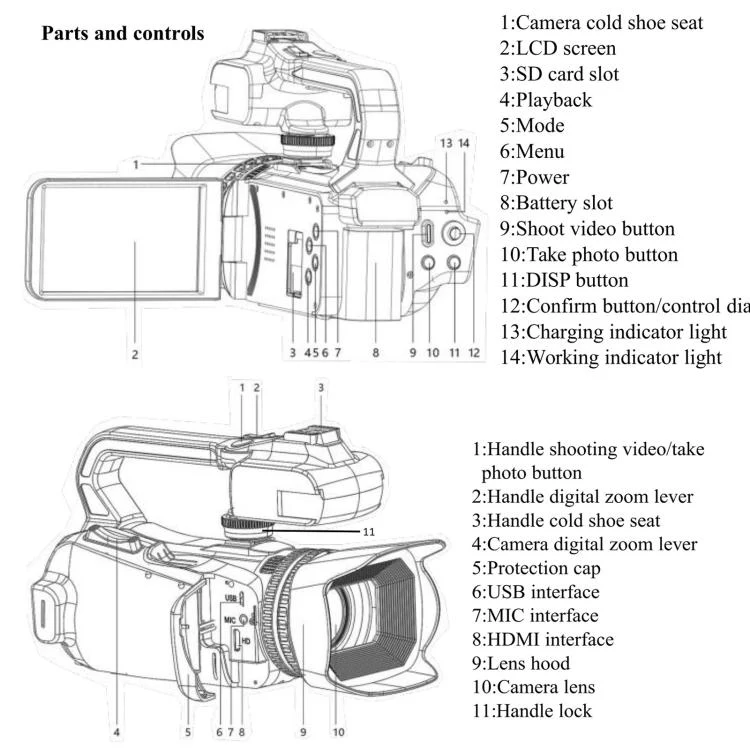 64MP 6K 18X Digital Zoom Camcorder Video Camera With 4-Inch Touch Screen, Microphone & LED Light 128G - Image 9