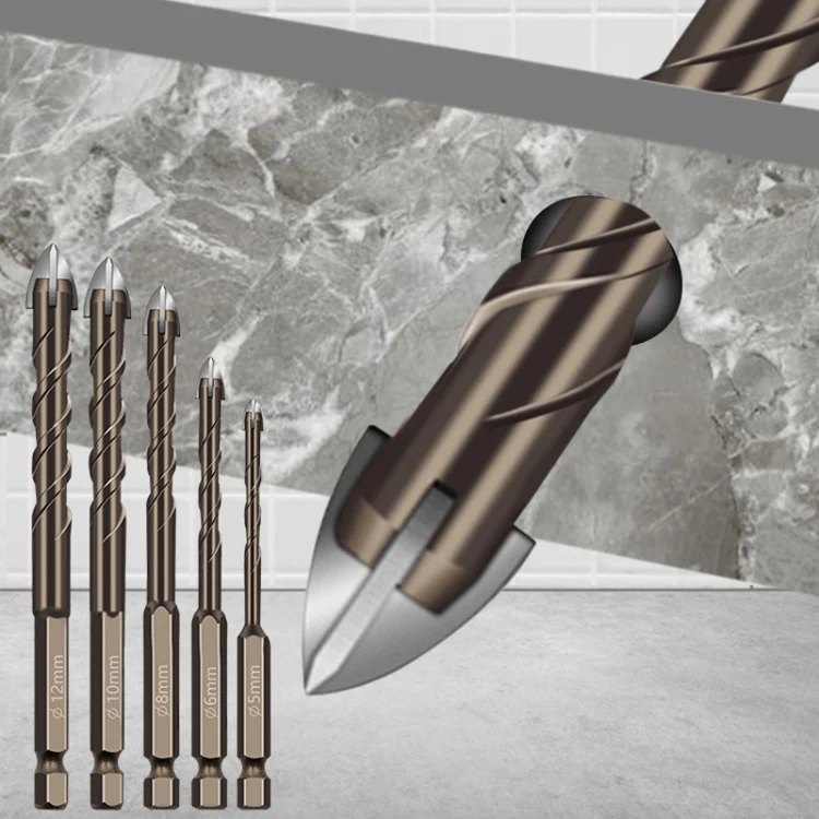 6mm Hexagonal Shank Spiral Flute Cross Alloy Drill Bits Glass Tile Four Edge Drivers - Image 8