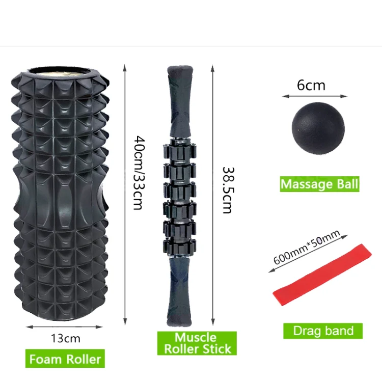 6pcs/set Crescent Hollow Foam Roller Yoga Column Set Fitness Muscle Relaxation Massager Set(33cm Blue) - Image 3