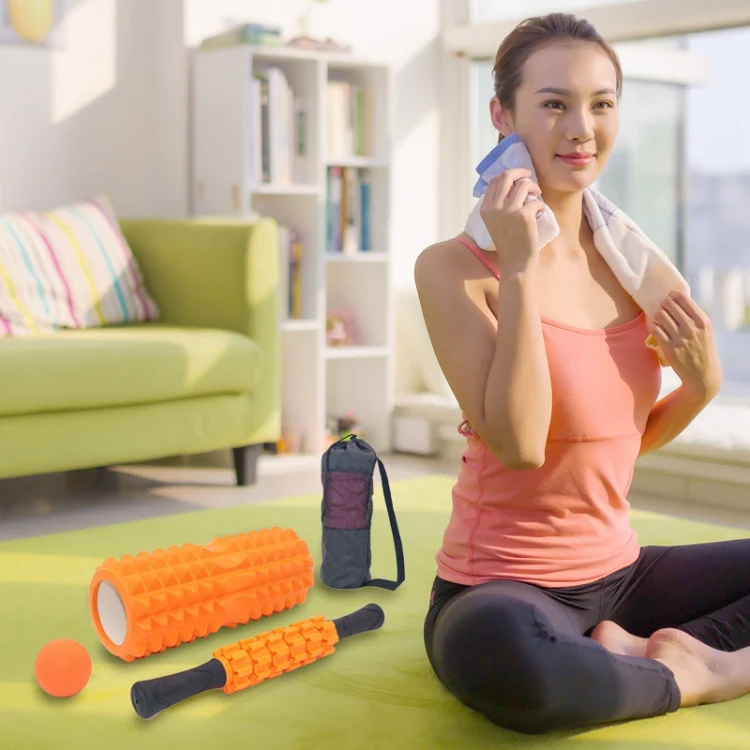 6pcs/set Crescent Hollow Foam Roller Yoga Column Set Fitness Muscle Relaxation Massager Set(33cm Purple) - Image 6