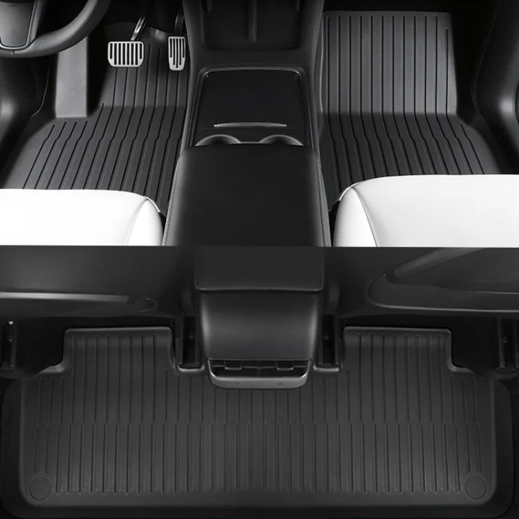 6pcs /Set For Tesla Model Y Double Layer TPE Injection Car Foot Mats Interior Accessories - Image 2