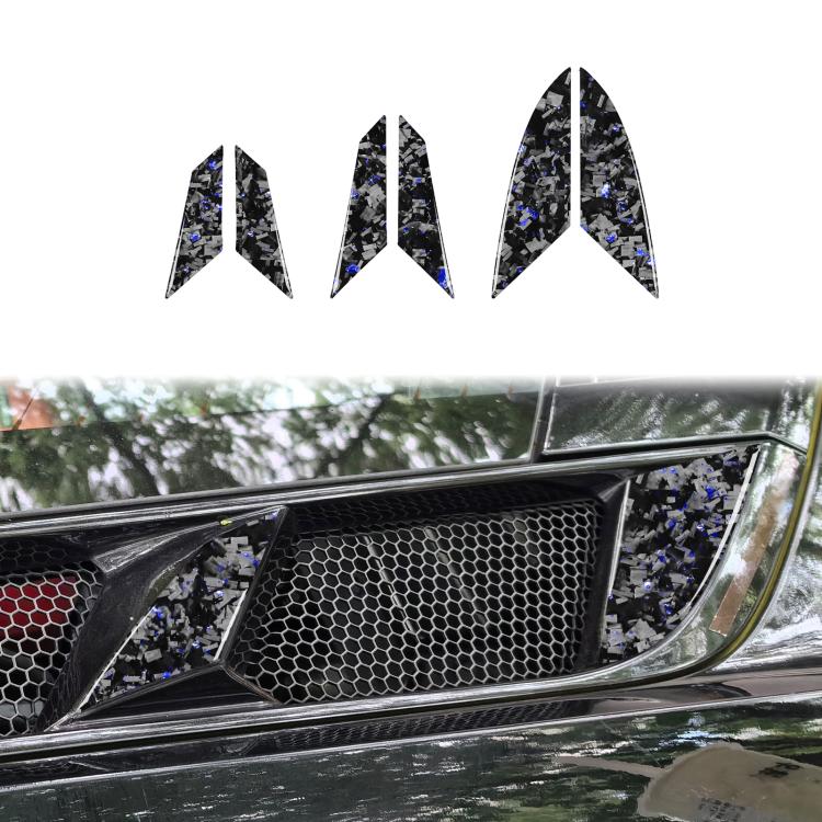 6pcs/Set Forged Gold Foil Carbon Fiber Car Engine Side Vents Decorative Sticker for Chevrolet Corvette C8 2020-, Left and Right Driver(Blue)
