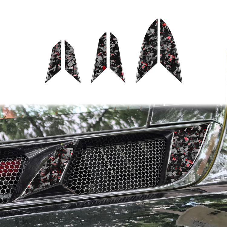6pcs/Set Forged Gold Foil Carbon Fiber Car Engine Side Vents Decorative Sticker for Chevrolet Corvette C8 2020-, Left and Right Driver(Red)