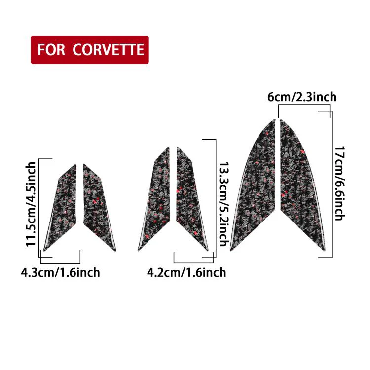 6pcs/Set Forged Gold Foil Carbon Fiber Car Engine Side Vents Decorative Sticker for Chevrolet Corvette C8 2020-, Left and Right Driver(Red) - Image 2