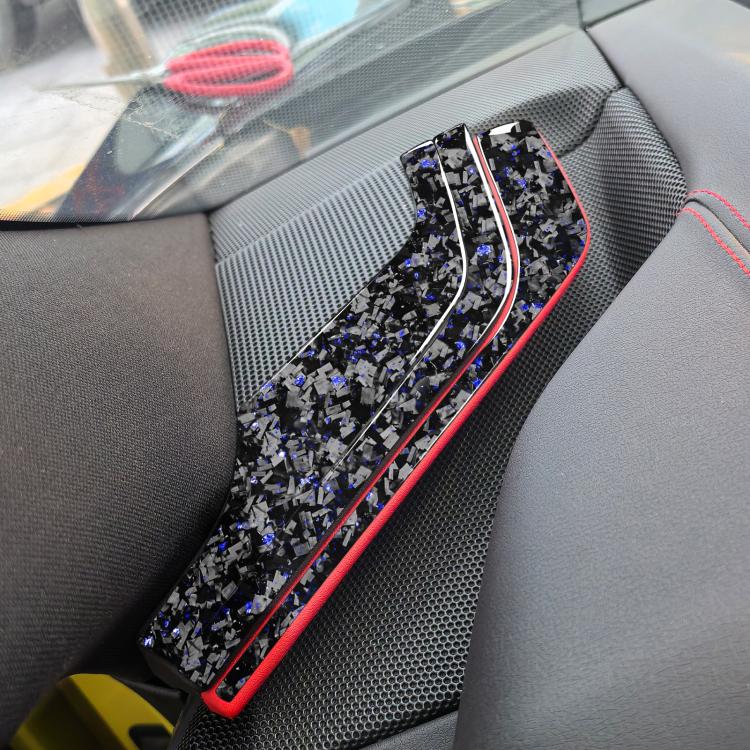 6pcs/Set Forged Gold Foil Carbon Fiber Car Inside A-pillar Horn Decorative Sticker for Chevrolet Corvette C8 2020-, Left and Right Driver(Blue) - Image 4