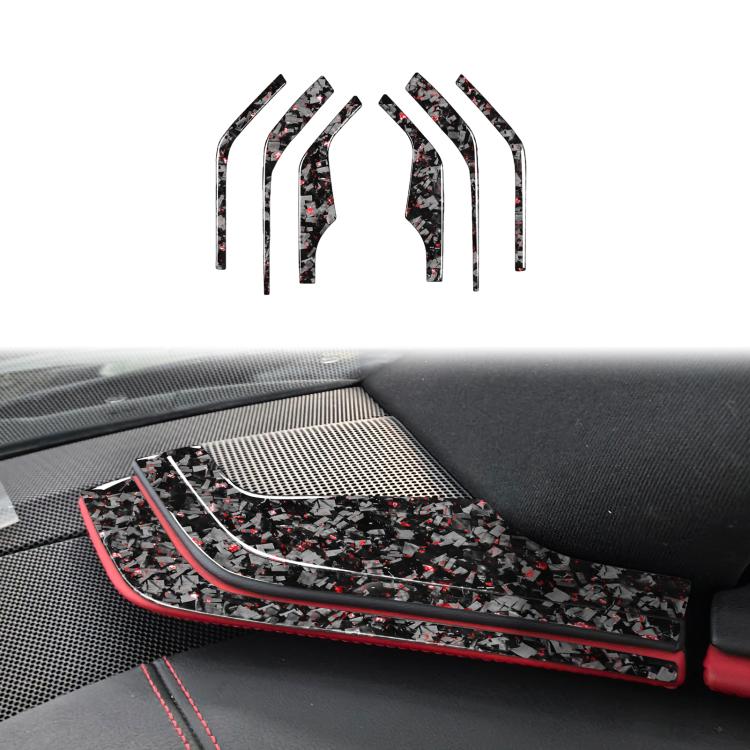 6pcs/Set Forged Gold Foil Carbon Fiber Car Inside A-pillar Horn Decorative Sticker for Chevrolet Corvette C8 2020-, Left and Right Driver(Red)