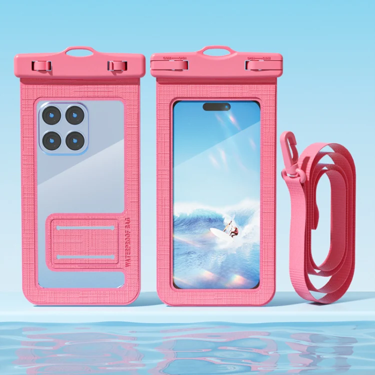 7.2 Inch Mobile Phone IPX8 30m Waterproof Bag with Finger Strap On The Back(Pink)