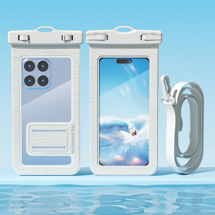 7.2 Inch Mobile Phone IPX8 30m Waterproof Bag with Finger Strap On The Back(White)