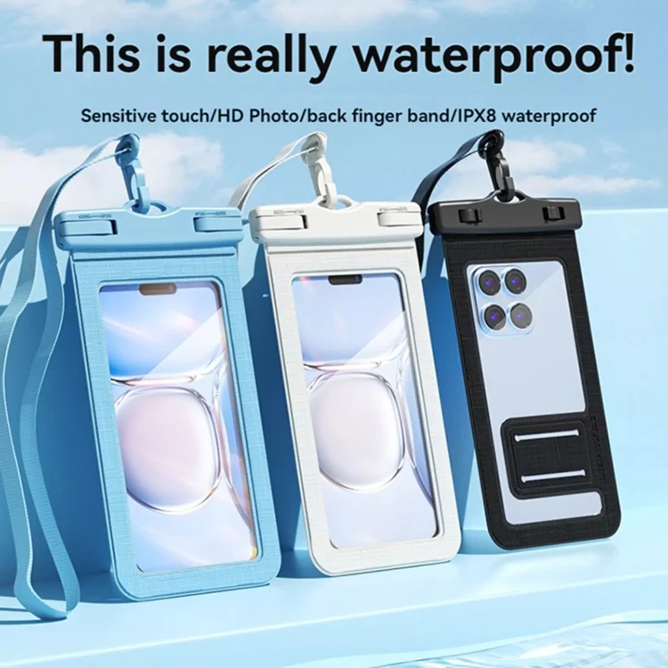 7.2 Inch Mobile Phone IPX8 30m Waterproof Bag with Finger Strap On The Back(White) - Image 2